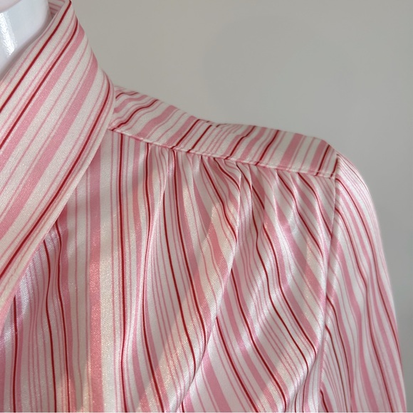 Vintage 70s Candy Cane Striped Tie Blouse - Picture 7 of 10